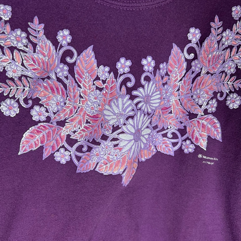 Vintage Morning Sun Purple Floral Sweatshirt Size XL - Picture 2 of 3